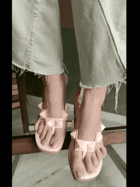 Pastel Pink Studded Wedges - cunei